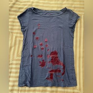 Old Navy Lilac Sleeve Tee with Pink Floral Silhouette Graphic